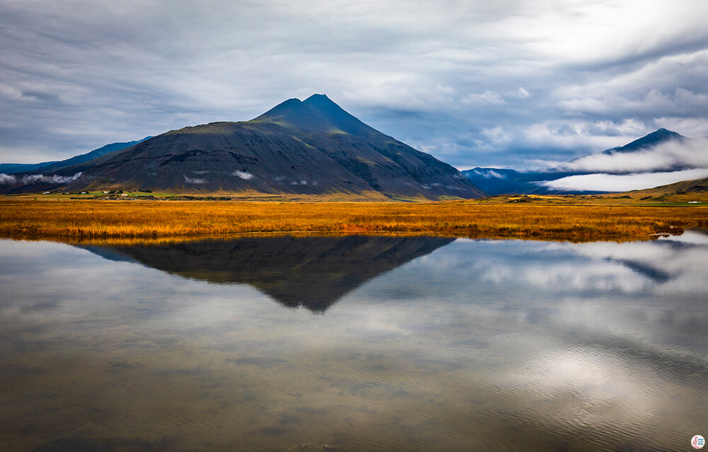 Mountain reflection next to the ring road on Iceland's South Coast