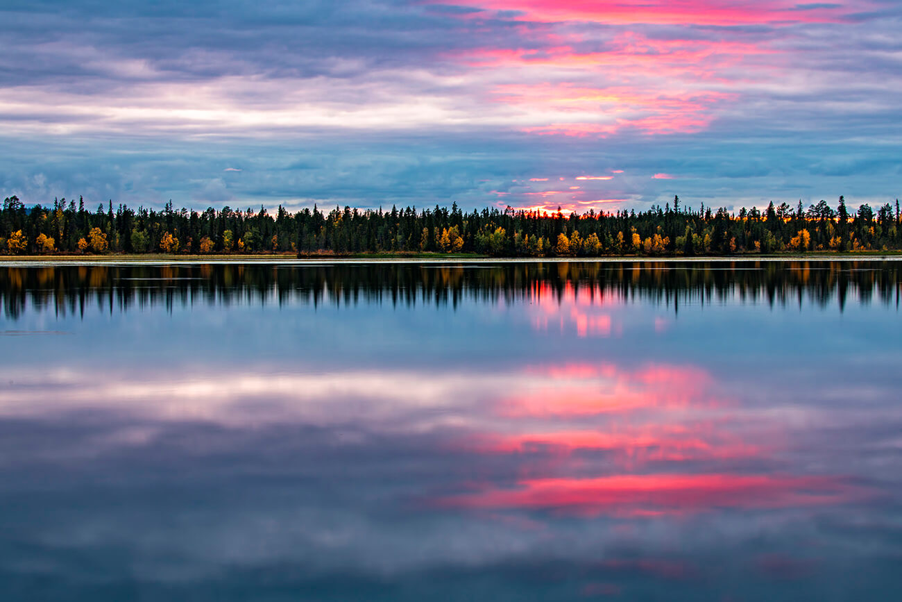 Another interesting sunset at Toras-Sieppi lake, Lapland, Finland