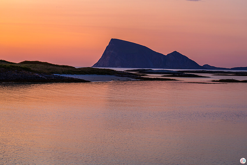 Midnight sunset in Sommarøy, Troms, Northern Norway