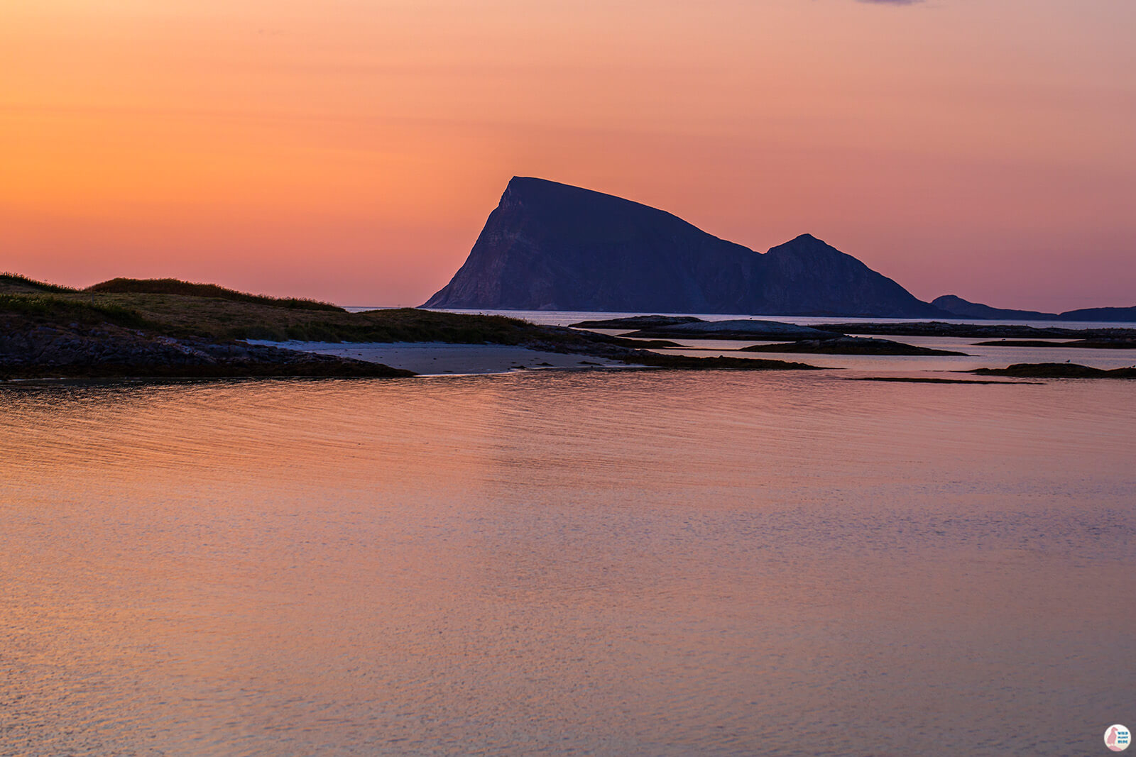 Sunset view from Sommarøy fishing village, Troms, Northern Norway