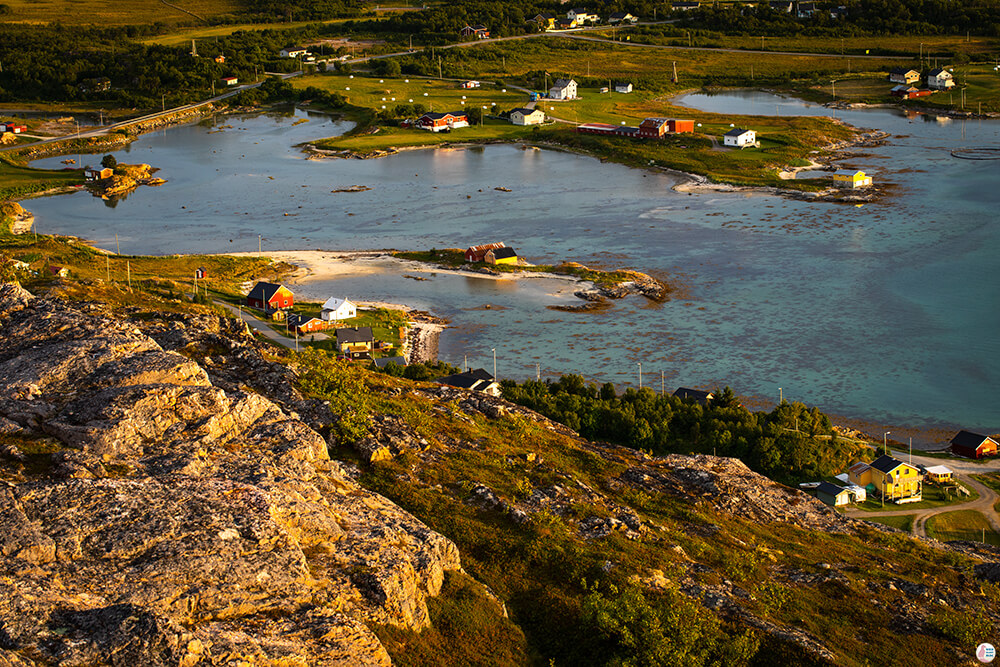 Brensholmen fishing village, view from Ørnfløya hiking trail, Troms, Northern Norway