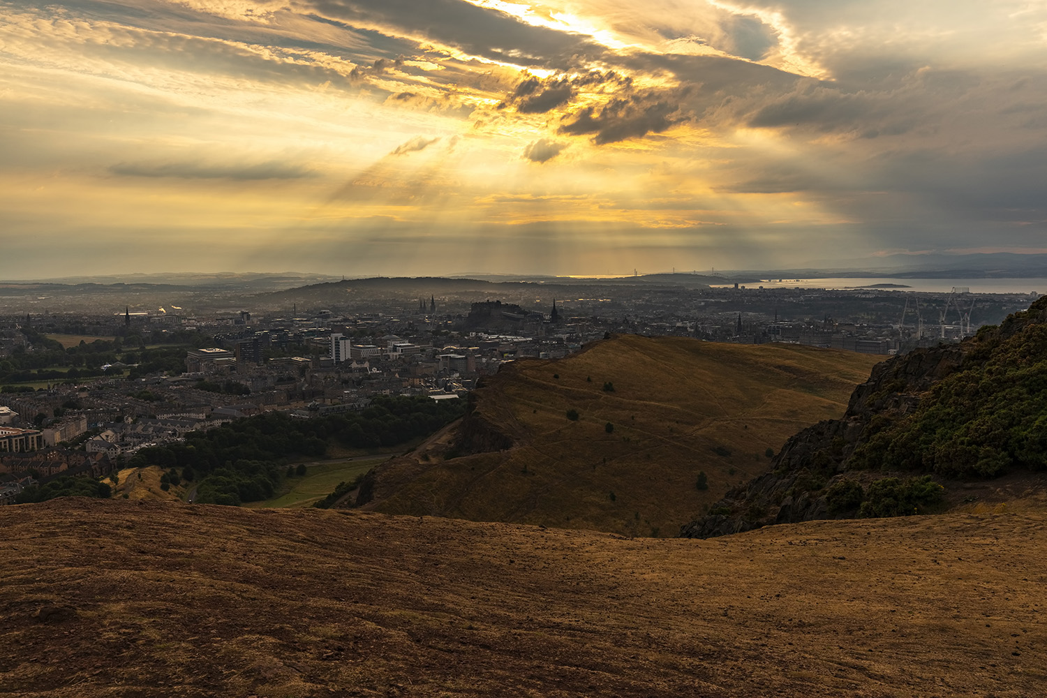 Holyrood Park and Edinburgh view from Arthur's Seat